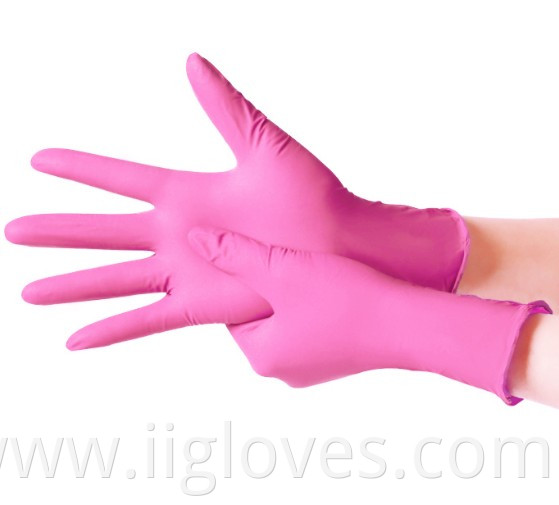 Custom Rose Red Owder-free Anti-acid Civil Use Single Use Nitrile Gloves Safety Gloves Nitrile